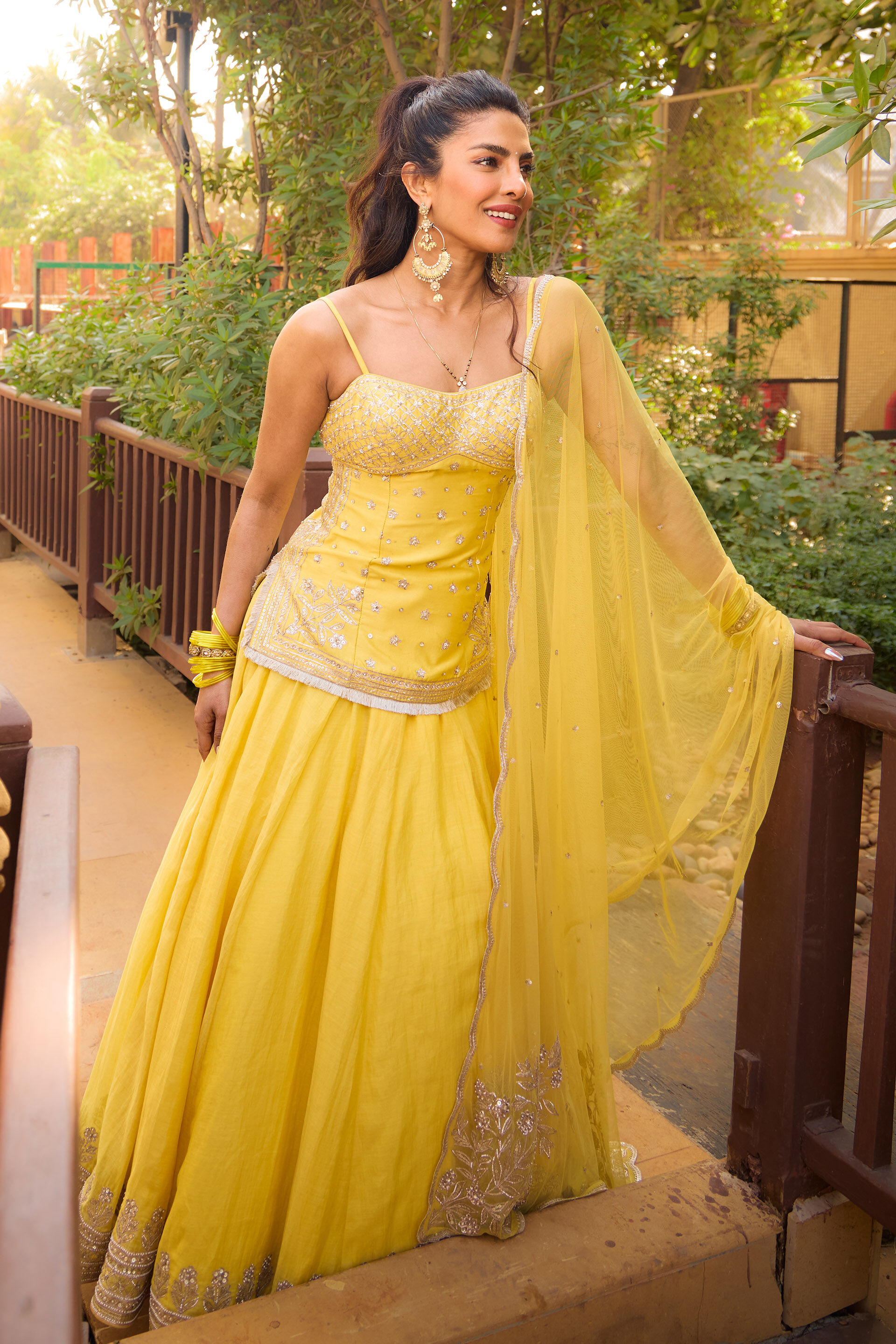 Abha Embroidered Lehenga Set - Yellow, , image 2